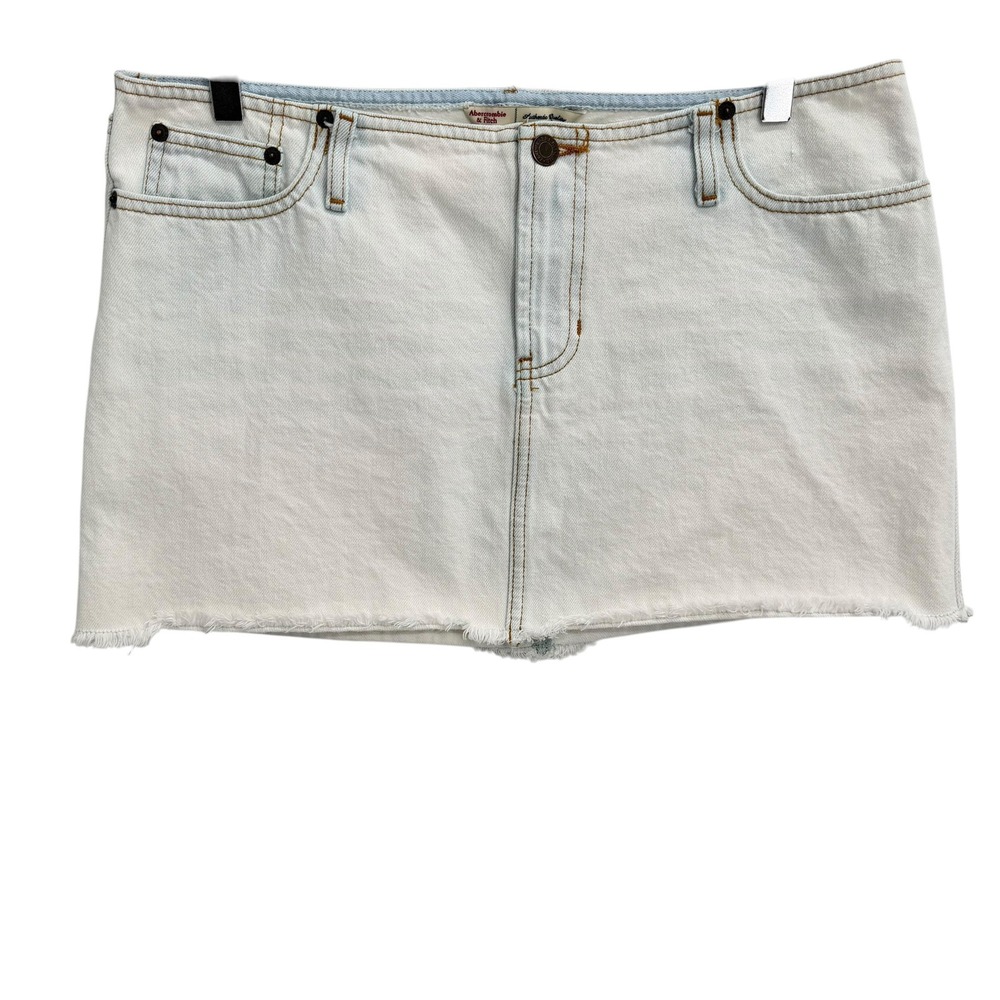 Y2K Abercrombie & Fitch Micro Mini Denim Skirt Size 10 Low Rise Light Wash